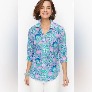 Talbots Button Front Shirt – Tropical Floral – Size Large – Like New